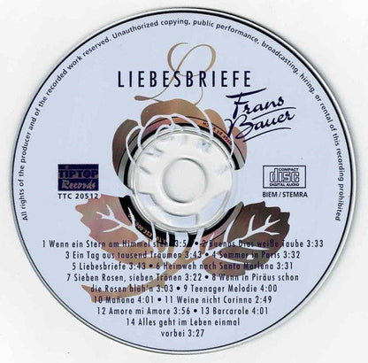 Frans Bauer - Liebesbriefe (CD) 70521 Compact Disc Goede Staat