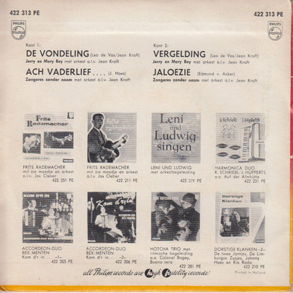 Jerry En Mary Bey / Zangeres Zonder Naam - De Vondeling / Ach Vaderlief 41316 Vinyl Singles EP Vinyl Goed / Hoes Goed