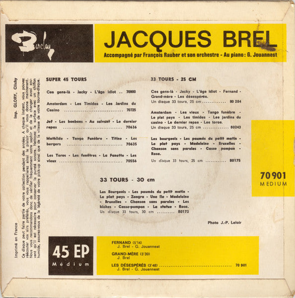 Jacques Brel - Fernand 42241 Vinyl Singles EP Vinyl Goed / Hoes Goed