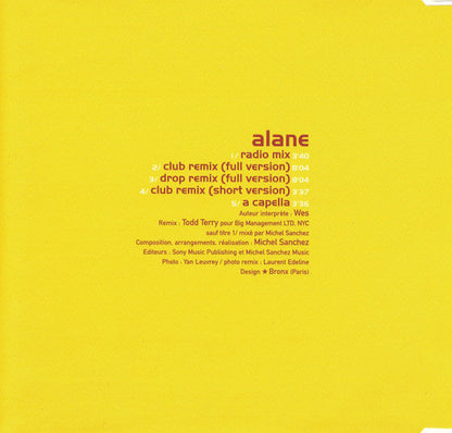 Wes - Alane (Todd Terry Remixes) (CD) 70577 Compact Disc Single Goede Staat