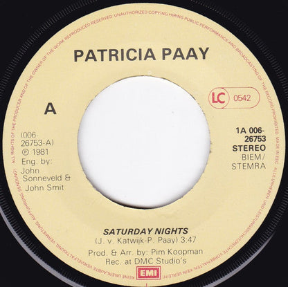 Patricia Paay - Saturday Nights 39227 Vinyl Singles Vinyl Goed / Hoes Generic