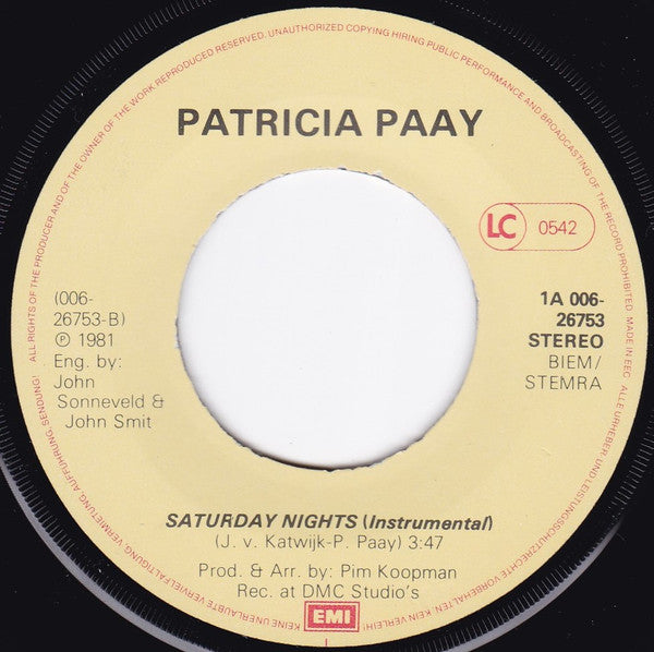 Patricia Paay - Saturday Nights 39227 Vinyl Singles Vinyl Goed / Hoes Generic