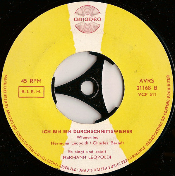 Hermann Leopoldi - Der Krankenkassenpatient Vinyl Singles Vinyl Zeer Goed / Hoesje Goed "VINYLSINGLES.NL"