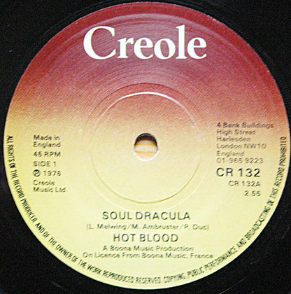 Hot Blood - Soul Dracula Vinyl Singles Vinyl Zeer Goed / Hoesje Generic "VINYLSINGLES.NL"