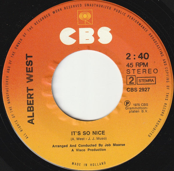 Albert West - You And Me (B-Keus) Vinyl Singles Vinyl Goed / Hoesje Redelijk "VINYLSINGLES.NL"