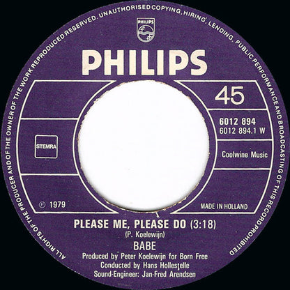 Babe - Please Me Please Do 16396 Vinyl Singles Vinyl Zeer Goed / Hoesje Goed "VINYLSINGLES.NL"