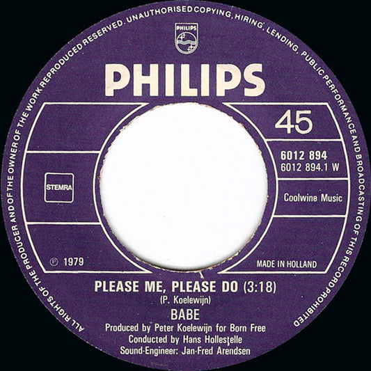 Babe - Please Me Please Do 16545 Vinyl Singles Vinyl Zeer Goed / Hoesje Generic "VINYLSINGLES.NL"