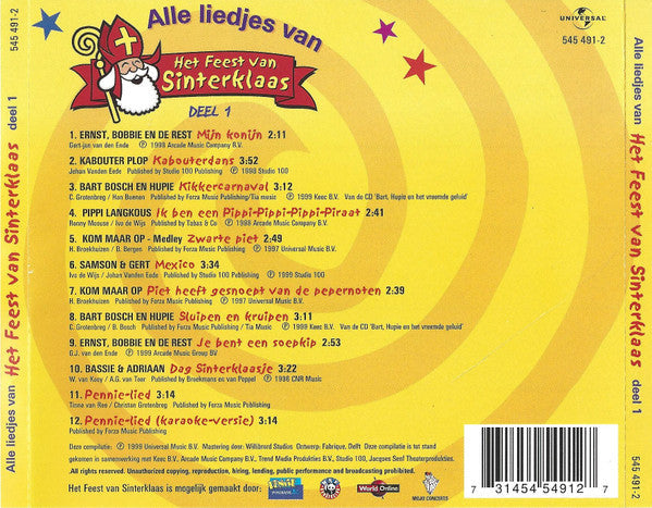 Various - Alle Liedjes Van Het Feest Van Sinterklaas Deel 1 (CD) 70454 Compact Disc Goede Staat