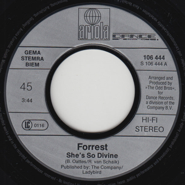 Forrest - She's So Divine 31947 Vinyl Singles Vinyl Zeer Goed / Hoesje Goed "VINYLSINGLES.NL"
