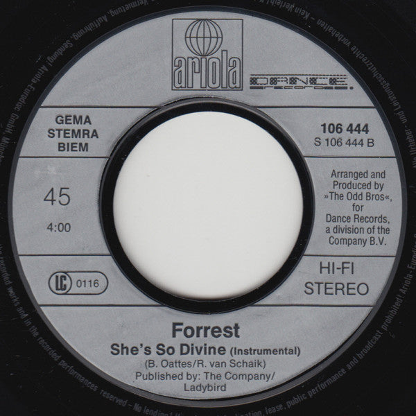 Forrest - She's So Divine 31947 Vinyl Singles Vinyl Zeer Goed / Hoesje Goed "VINYLSINGLES.NL"