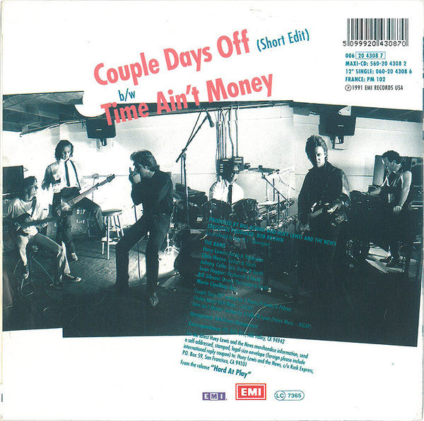 Huey Lewis And The News - Couple Days Off Vinyl Singles Vinyl Zeer Goed / Hoesje Goed "VINYLSINGLES.NL"