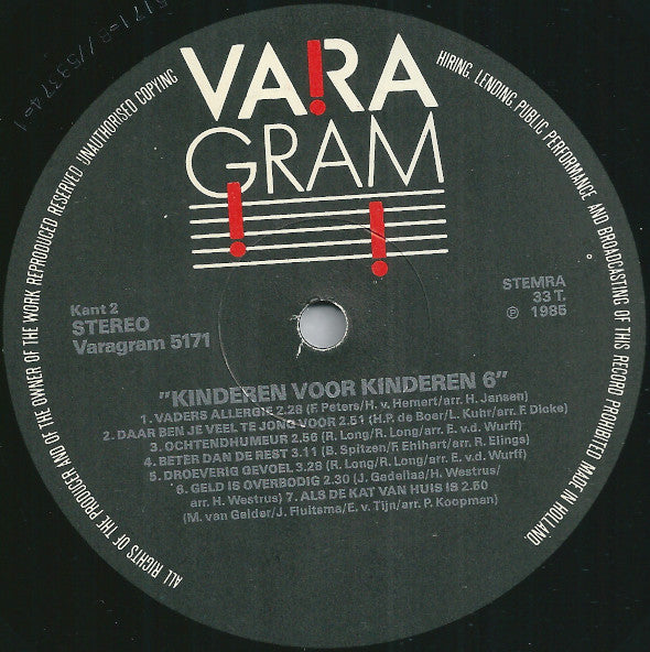 Kinderen voor Kinderen - Kinderen Voor Kinderen 6 (LP) 46934 Vinyl LP JUKEBOXSINGLES.NL   