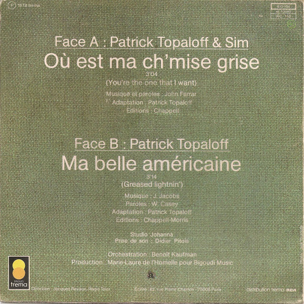 Patrick Topaloff &amp; Sim – Où Est Ma Ch'mise Grise 30226