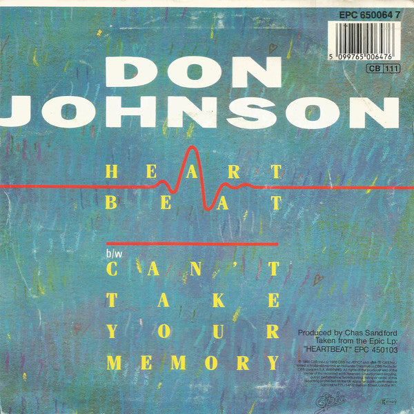 Don Johnson - Heart Beat Vinyl Singles Vinyl Zeer Goed / Hoesje Goed "VINYLSINGLES.NL"