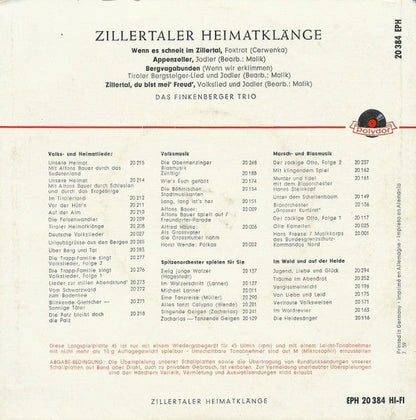 Finkenberger Trio - Zillertaler Heimatklänge 42595 Vinyl Singles EP Vinyl Goed / Hoes Goed