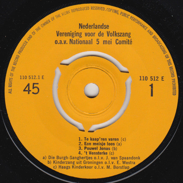 Burgh-Sanghertjes / Kinderzang uit Groningen / Haags Kinderkoor - Zing 'Ns Mee Van De Zee 23260 Vinyl Singles EP Vinyl Zeer Goed / Hoesje Goed "VINYLSINGLES.NL"
