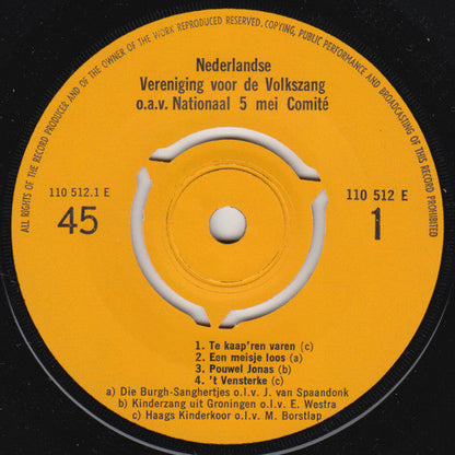 Burgh-Sanghertjes / Kinderzang uit Groningen / Haags Kinderkoor - Zing 'Ns Mee Van De Zee 23260 Vinyl Singles EP Vinyl Zeer Goed / Hoesje Goed "VINYLSINGLES.NL"