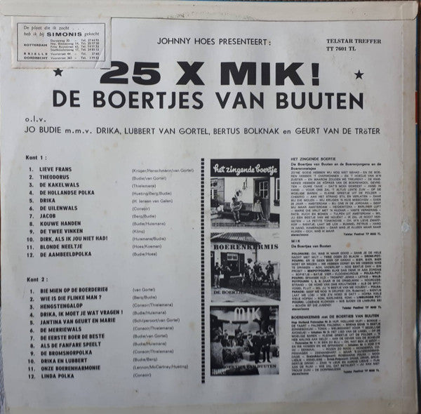 Boertjes van Buuten - 25 x Mik (LP) 51151b Vinyl LP Vinyl Goed / Hoes Goed