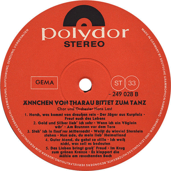 Chor Hans Last Und Orchester Hans Last - Ännchen Von Tharau Bittet Zum Tanz (LP) 49701