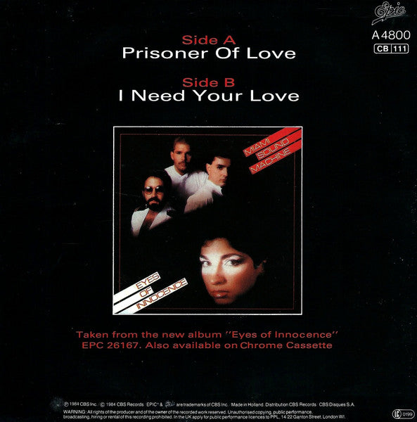 Miami Sound Machine - Prisoner Of Love 03417 Vinyl Singles Vinyl Goed / Hoes Goed