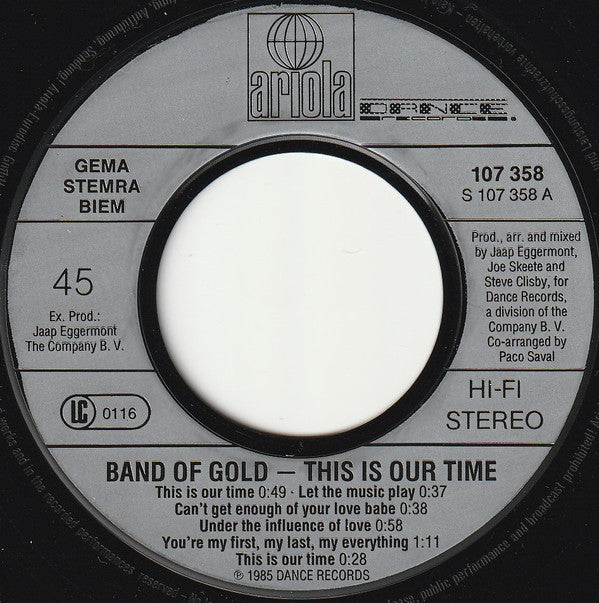 Band Of Gold - This Is Our Time 28213 Vinyl Singles Vinyl Zeer Goed / Hoesje Goed "VINYLSINGLES.NL"