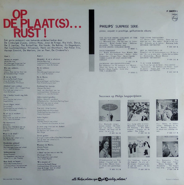 Various - Op De Plaat(s) ... Rust! (LP) 52230b hv Vinyl LP Vinyl Goed / Hoes Redelijk