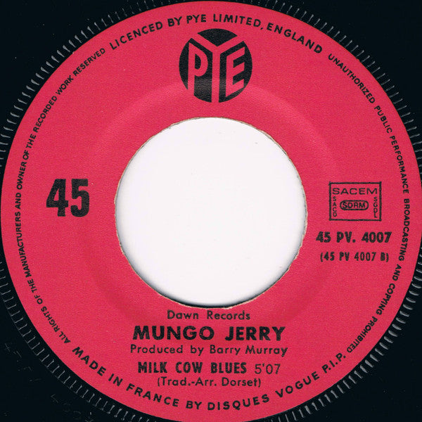 Mungo Jerry - Lady Rose 40436 Vinyl Singles Vinyl Goed / Hoes Goed