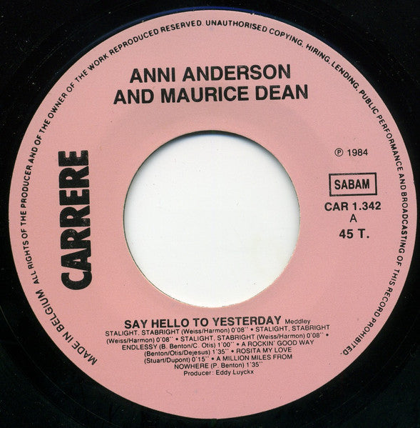 Anni Anderson & Maurice Dean- Say Hello To Yesterday 21823 Vinyl Singles Vinyl Goed / Hoes Goed