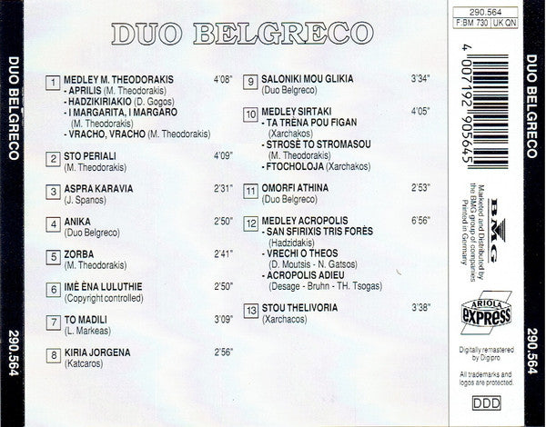 Duo Belgreco - Duo Belgreco (CD) 70660 Compact Disc Goede Staat