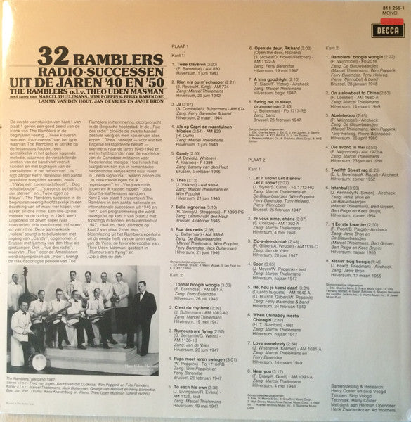 Ramblers O.L.V. Theo Uden Masman - 32 Ramblers Radio-Successen Uit De Jaren '40 En '50 (LP) 48370 Vinyl LP JUKEBOXSINGLES.NL   