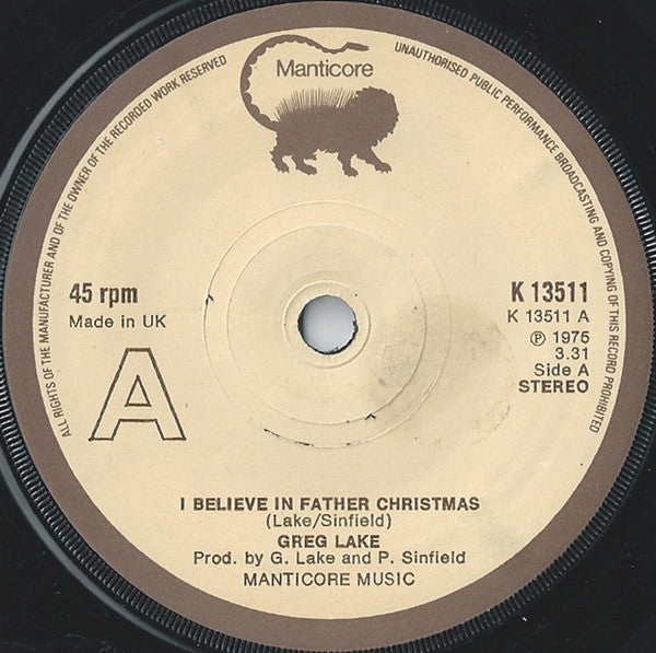 Greg Lake - I Believe In Father Christmas 42143 Vinyl Singles Toevoegen Vinyl Goed / Hoes Generic