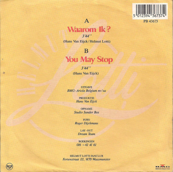Helmut Lotti - Waarom Ik 43127 Vinyl Singles Vinyl Zeer Goed / Hoesje Goed "VINYLSINGLES.NL"