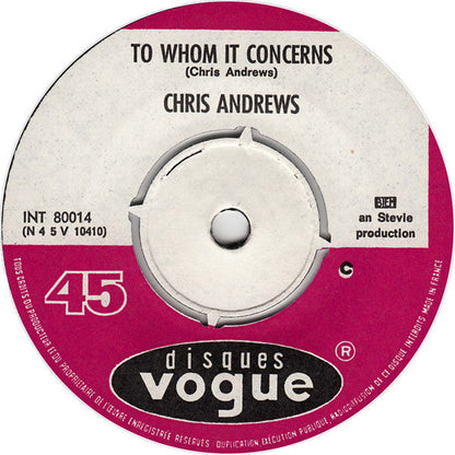 Chris Andrews - To Whom It Concerns 40476 Vinyl Singles Vinyl Goed / Hoes Generic