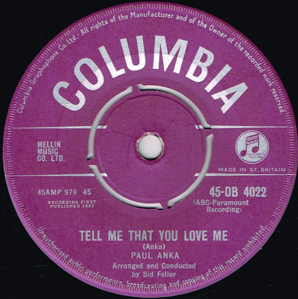 Paul Anka - Tell Me That You Love Me 42615 Vinyl Singles Vinyl Goed / Hoes Generic