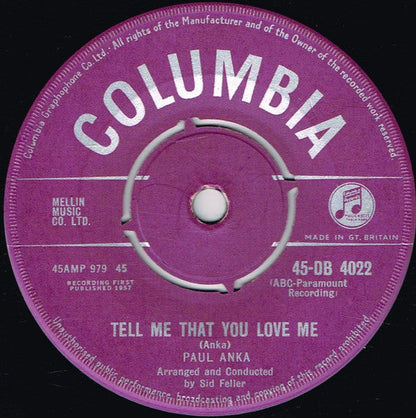 Paul Anka - Tell Me That You Love Me 42615 Vinyl Singles Vinyl Goed / Hoes Generic
