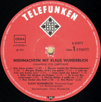 Klaus Wunderlich - Weihnachten Mit Klaus Wunderlich (LP) 46208 Vinyl LP JUKEBOXSINGLES.NL   