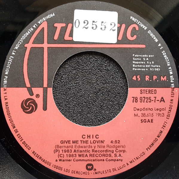 Chic - Give Me The Lovin' Vinyl Singles Vinyl Zeer Goed / Hoesje Generic "VINYLSINGLES.NL"