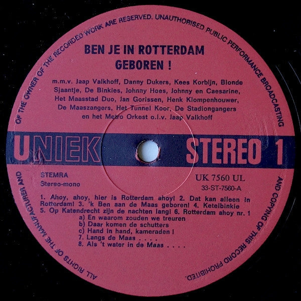 Various - Ben Je In Rotterdam Geboren (LP) 48414 Vinyl LP JUKEBOXSINGLES.NL   