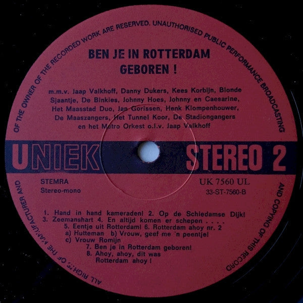 Various - Ben Je In Rotterdam Geboren (LP) 48414 Vinyl LP JUKEBOXSINGLES.NL   