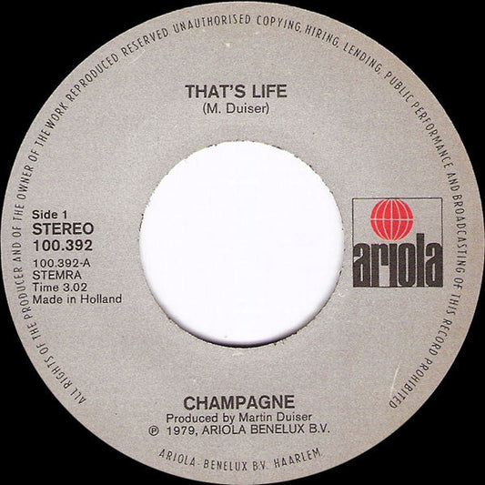 Champagne - That's Life Vinyl Singles Vinyl Goed / Hoes Generic