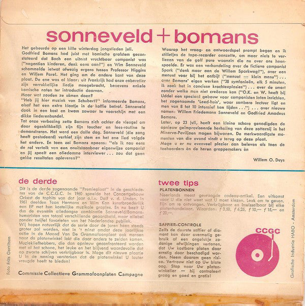 Sonneveld + Bomans - Premieplaat 1962 43376 Vinyl Singles Vinyl Goed / Hoes Goed