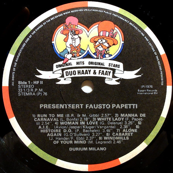 Fausto Papetti - Duo Haay & Faay Presenteert Fausto Papetti (LP) 40927 Vinyl LP JUKEBOXSINGLES.NL   