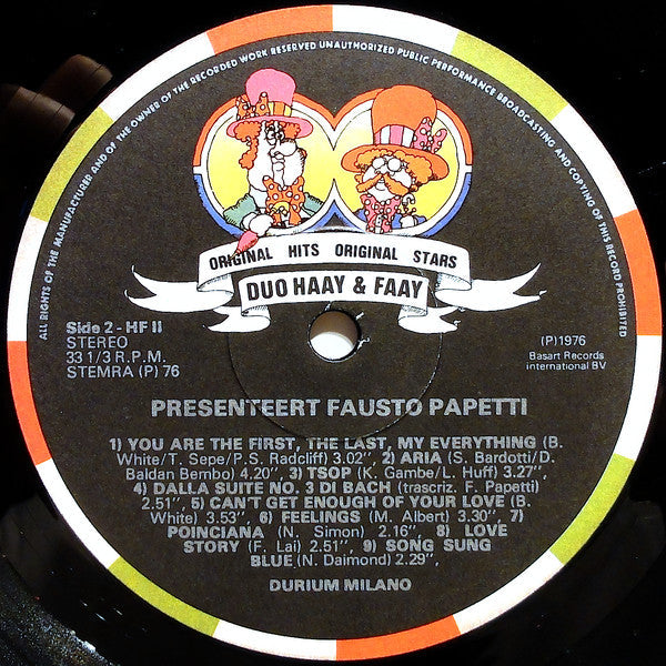 Fausto Papetti - Duo Haay & Faay Presenteert Fausto Papetti (LP) 40927 Vinyl LP JUKEBOXSINGLES.NL   