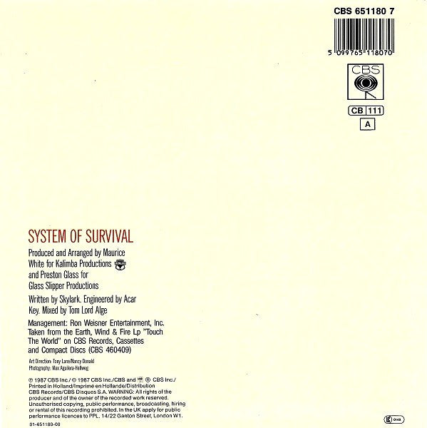 Earth, Wind & Fire - System Of Survival 39369 Vinyl Singles Vinyl Zeer Goed / Hoesje Goed "VINYLSINGLES.NL"