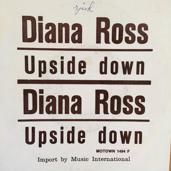 Diana Ross - Upside Down Vinyl Singles Vinyl Zeer Goed / Hoesje Goed "VINYLSINGLES.NL"