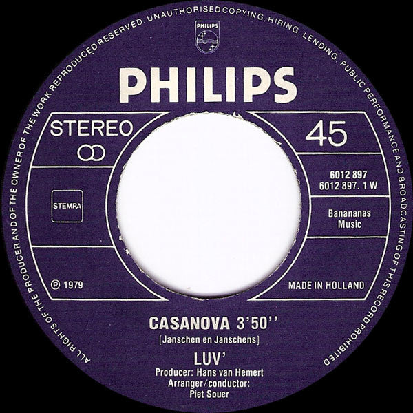 Luv' - Casanova 08114 Vinyl Singles Vinyl Goed / Hoes Goed