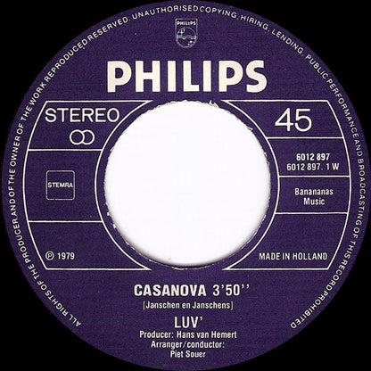 Luv' - Casanova 08114 Vinyl Singles Vinyl Goed / Hoes Goed
