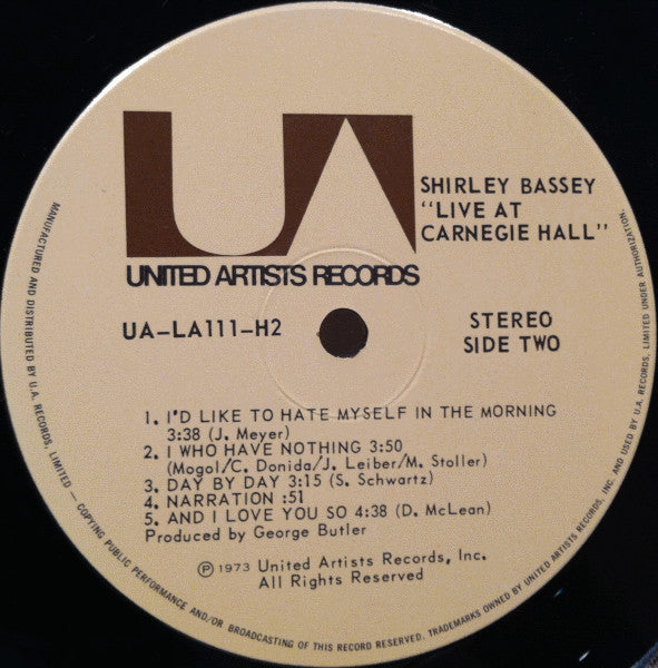 Shirley Bassey - Live At Carnegie Hall (LP) 49419