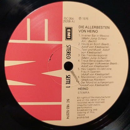 Heino - Die Allerbesten Von Heino (LP) 48621 Vinyl LP JUKEBOXSINGLES.NL   