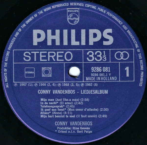 Conny Vandenbos - Liedjesalbum (1961-1971) (LP) 51400 Vinyl LP Dubbel Vinyl Zeer Goed / Hoesje Goed "VINYLSINGLES.NL"